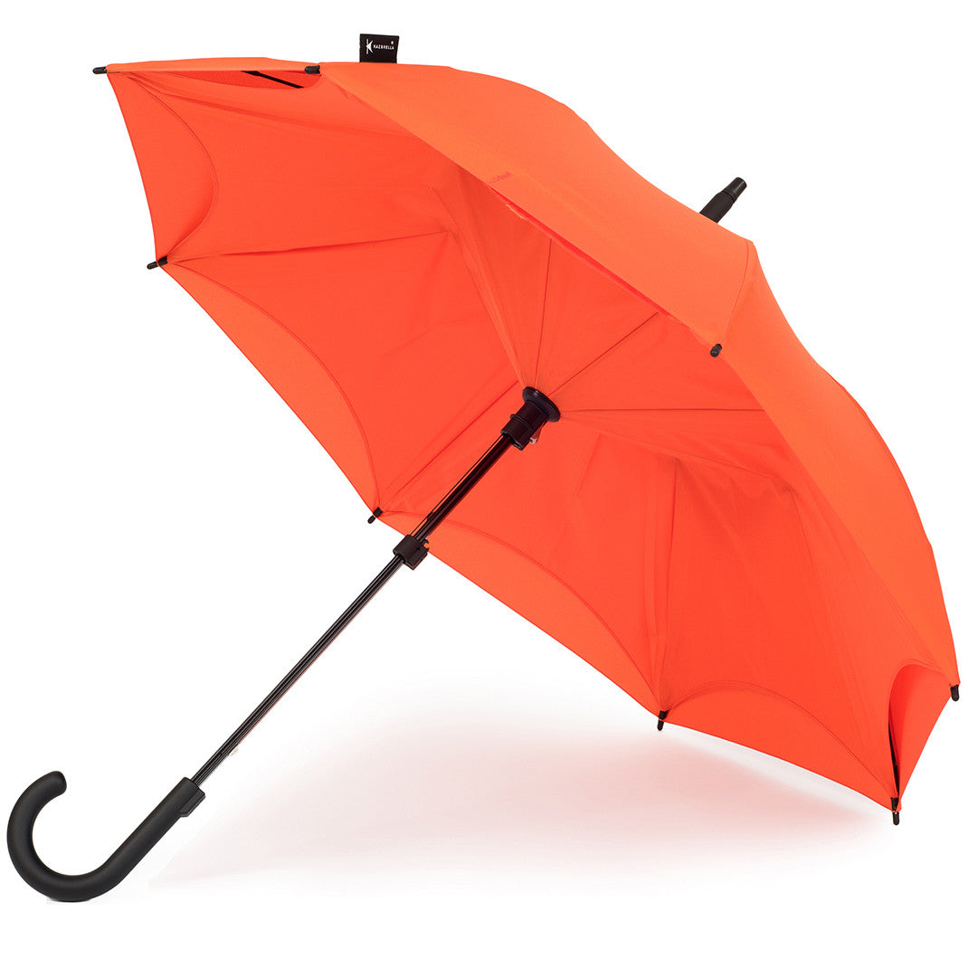 Orange Reverse Folding Umbrella Curved Handle Classic KAZbrella