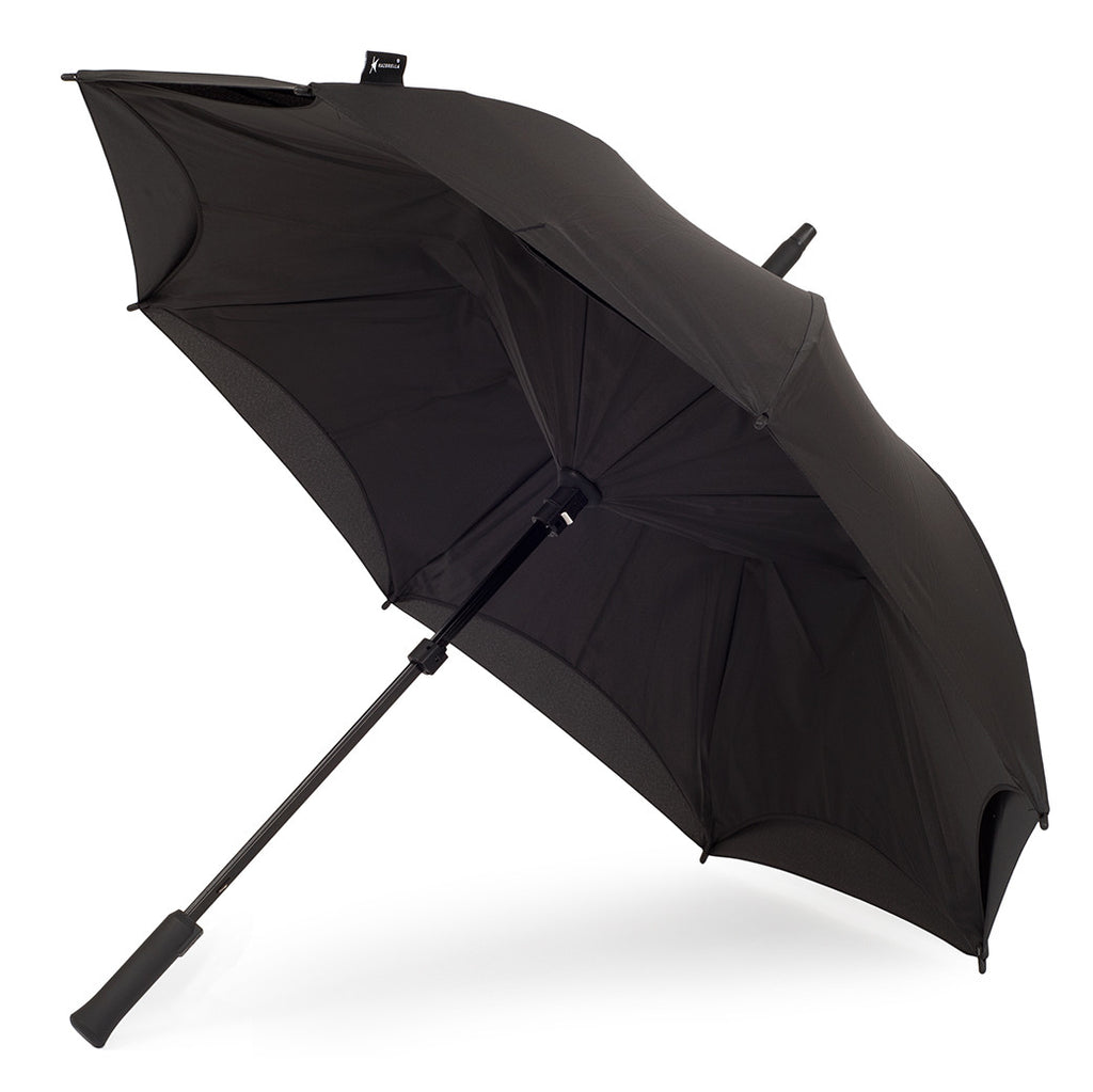 KAZbrella, KAZ, KAZ Designs, Umbrella, KAZ Umbrella, Straight, Straight Handle, Black, Black / Black, Open